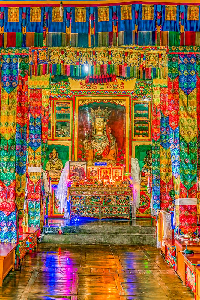 Diskit Monastery, Nubra Valley, Ladakh, India. Tibetan Buddhist 14th century thangkas.